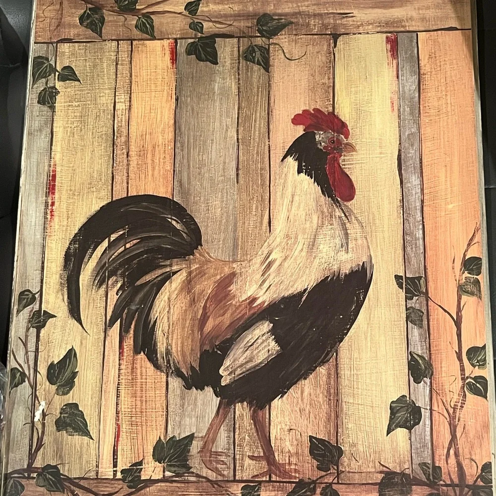 Red and Black Rooster Painting Art - Picture 1 of 9
